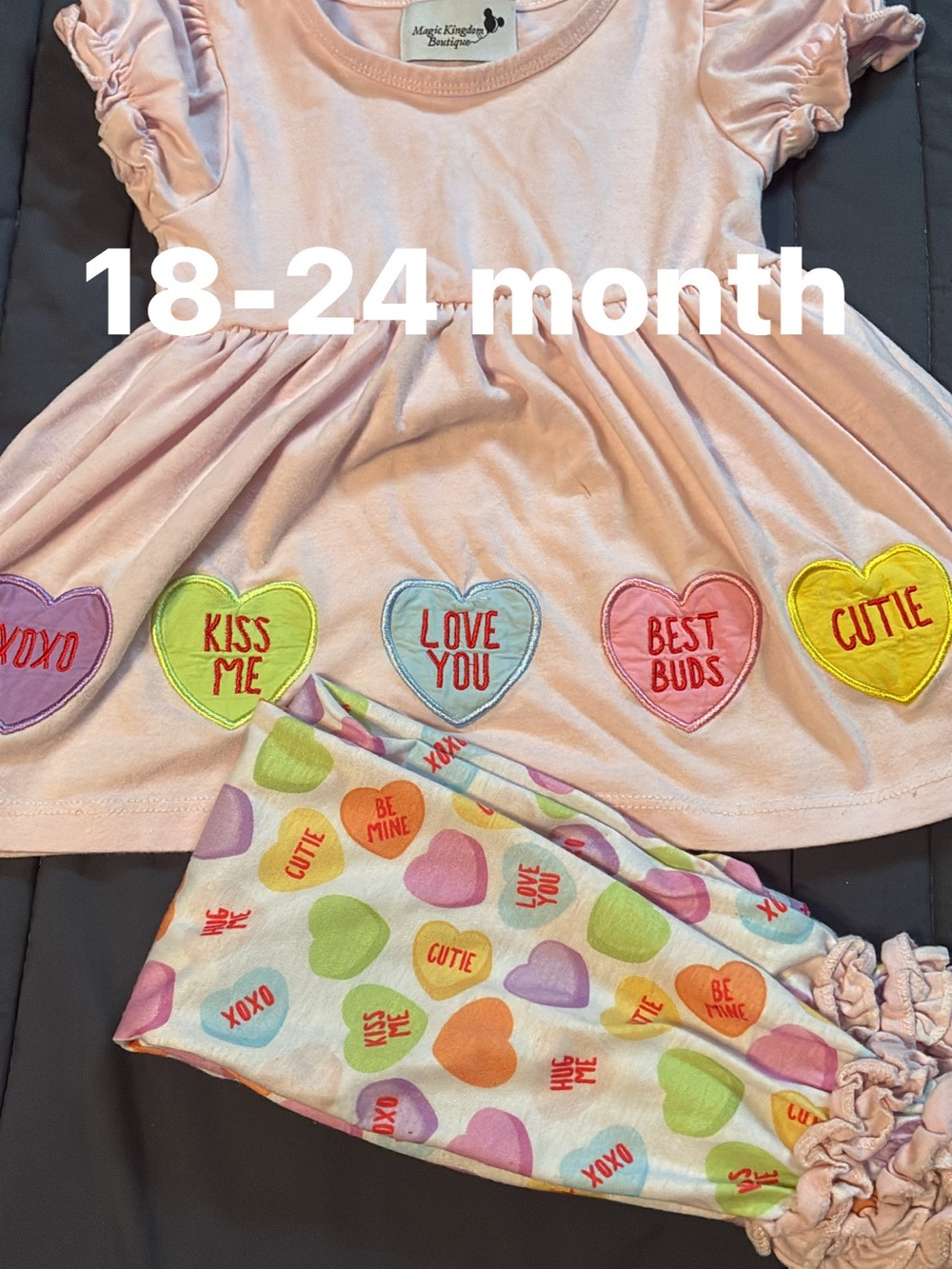 Magic Kingdom Boutique Pink Conversation Heart Dress & Leggings Set